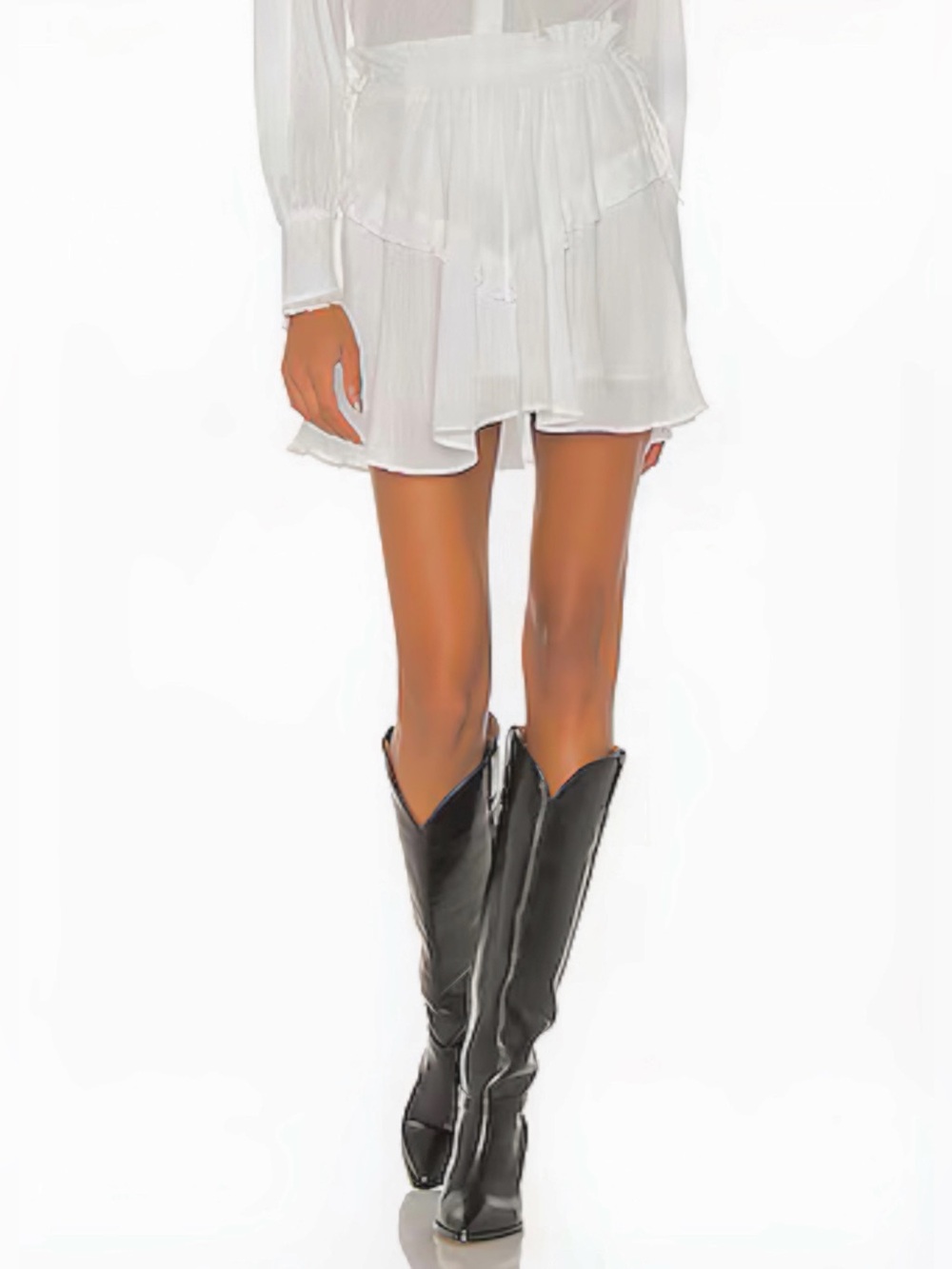 NWT ISABEL MARANT ETOILE Itelo Ruffle Adjustable Waist Skirt in White Size FR 38